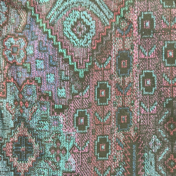 Vintage Circle T Western Cowgirl Button Black and Teal Patterned Tie Front Shirt - Picture 10 of 14